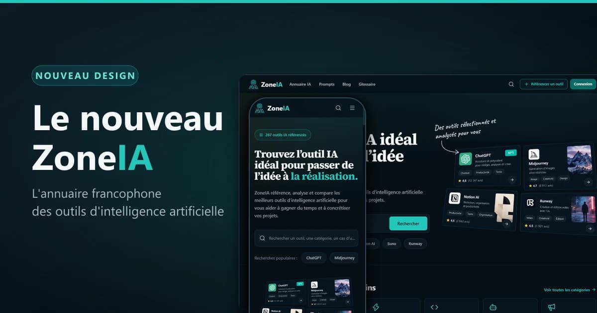 Nouveau design ZoneIA : refonte complète de l’annuaire IA