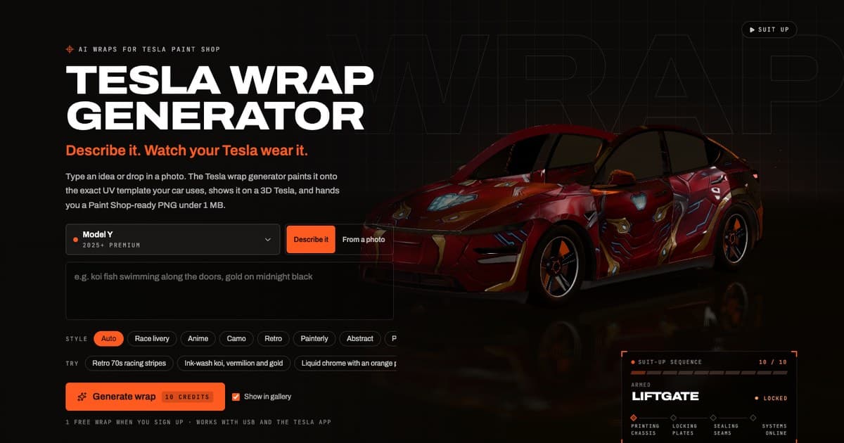 Image 1 sur 3 de Tesla Wrap Generator