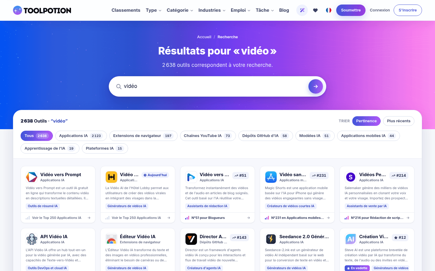 Image 2 sur 4 de ToolPotion - AI Tools Directory & AI Advisor