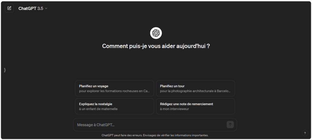 ChatGPT Impr. écran en Français