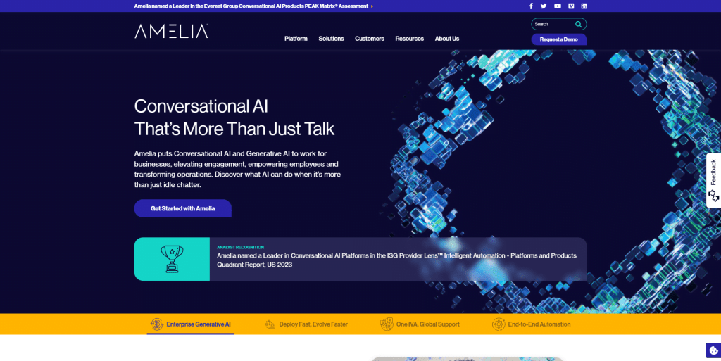 Screenshot du site amelia.ai